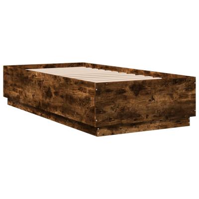 Bedframe bewerkt hout gerookt eikenkleurig 90x190 cm