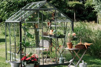 Royal Well Kate I aluminium tuinkas 192x192 cm groengrijs- - Veiligheidsglas- Royal Well