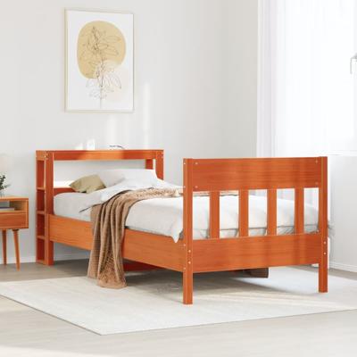Bedframe zonder matras massief grenenhout wasbruin 120x190 cm - thumbnail