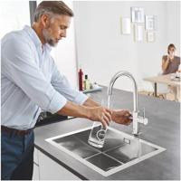 GROHE Blue Home Keukenkraan - C-uitloop - 1-gats - filterfunctie - plat licht en bruisend water - chroom 31455001 - thumbnail