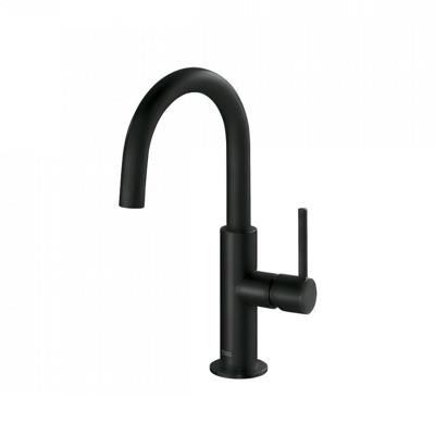 Wastafelmengkraan Tres Study Exclusive 27,5 cm met Hendel Uitloop Gebogen Rond Mat Zwart