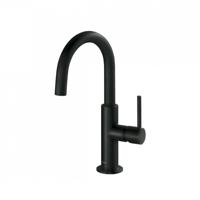 Wastafelmengkraan Tres Study Exclusive 27,5 cm met Hendel Uitloop Gebogen Rond Mat Zwart - thumbnail