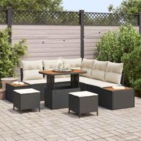 Tuinbankenset 8 pcs Zwart poly rattan - thumbnail