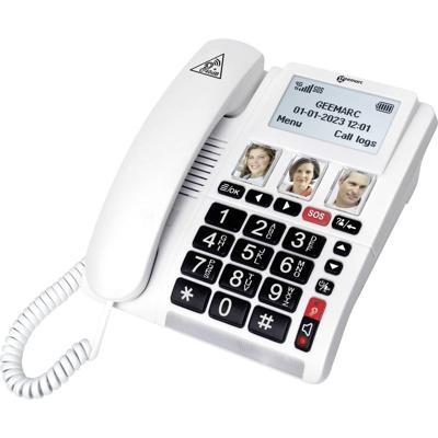 Geemarc CL9000 Draadloze seniorentelefoon Fototoetsen, Handsfree, Compatibel voor hoorapparatuur, Incl. noodoproep, Optisch belsignaal, Waterdicht LC-display
