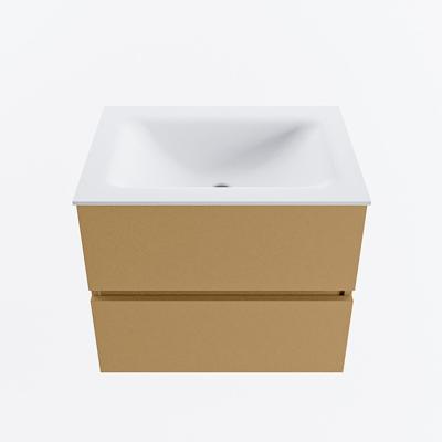 MONDIAZ VICA 60cm badmeubel onderkast Oro 2 lades. Wastafel CLOUD midden 1 kraangat, kleur Talc.