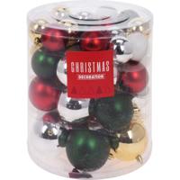 Kerstballenset - 44 stuks plastic - traditional mix - thumbnail