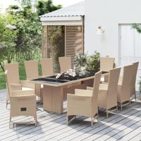 11-delige Tuinset met kussens poly rattan beige - thumbnail