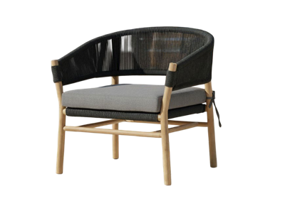 Denver coffee chair anthracite alu/rope anthracite/acacia teak look Eurofar - Eurofar