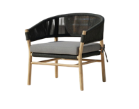 Denver coffee chair anthracite alu/rope anthracite/acacia teak look Eurofar - Eurofar - thumbnail