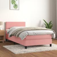 Boxspring met matras fluweel roze 90x190 cm - thumbnail