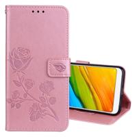Voor Xiaomi Redmi 5 Rose reliëf horizontale Flip milieu PU lederen draagtas met houder & kaartsleuven & portemonnee (Rose goud) - thumbnail