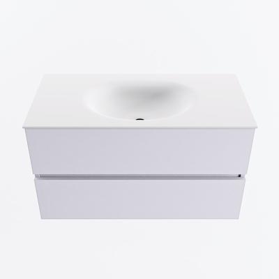 MONDIAZ VICA 90cm badmeubel onderkast Cale 2 lades. Wastafel MOON midden 1 kraangat, kleur Talc.