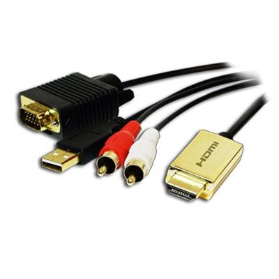 LogiLink CV0052A Adapter [1x HDMI-stekker - 1x VGA-stekker, Cinch-stekker] Goud, Zwart 2.00 m