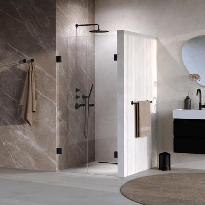 Brauer Void - Carving Pendeldeuren - Helder Glas - 100 x 200 cm - incl. Glascoating - Mat Zwart