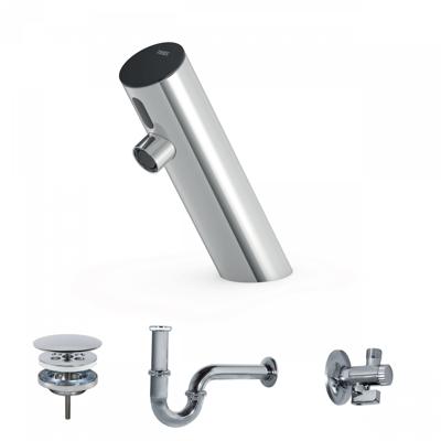 Elektronische Fonteinkraanset Tres Tempo Base Schuine Kraan Chroom Elektronische Fonteinkraanset Tres Tempo Base Schuine Kraan Chroom
