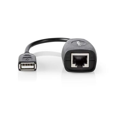 Nedis CCGB60EXTBK500 Actieve Usb-kabel Usb 1.1 Usb-a Male Rj45 Female 12 Mbps 0.20 M Rond Vernikkeld Pvc Koper Doos