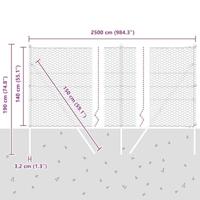 VidaXL Afrasteringspaal zilver 25 x 1,4 m (36 mm gaas) staal - thumbnail