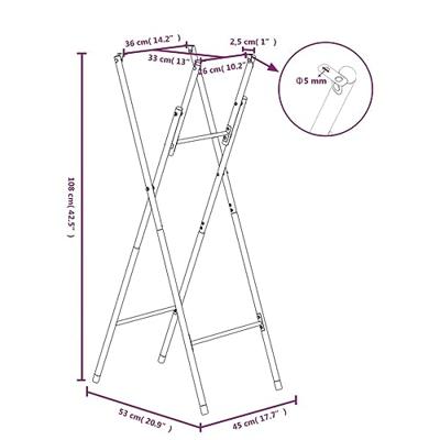 Bartafelpoten inklapbaar 45x53x108 cm staal zilverkleurig Bartafelpoten inklapbaar 45x53x108 cm staal zilverkleurig
