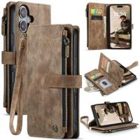 Caseme iPhone 17 PU leren hoesje - portemonnee - Bruin - thumbnail