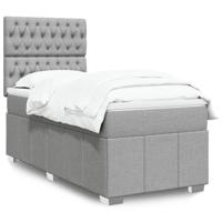 Boxspring met matras stof lichtgrijs 90x190 cm - thumbnail