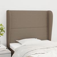 Hoofdbord met randen 93x23x118/128 cm stof taupe - thumbnail
