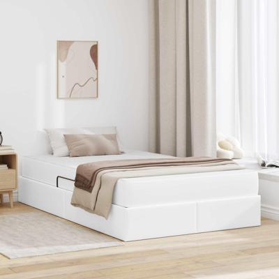 Opbergbed met matras met matras Wit 120 x 190 cm Nep Leer