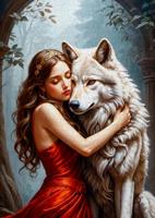 Lady and the Wolf Puzzel 1000 Stukjes - thumbnail