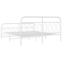Bedframe met hoofd- en voeteneinde metaal wit 193x203 cm - thumbnail