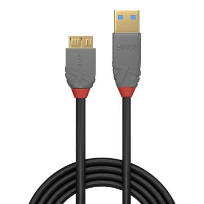 LINDY 36765 0,5 m USB 3.0 Type A naar Micro-B kabel, Anthra Line