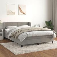 Boxspring met matras fluweel lichtgrijs 140x190 cm - thumbnail