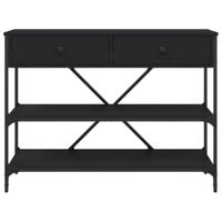 Wandtafel met lades en schappen bewerkt hout zwart - thumbnail