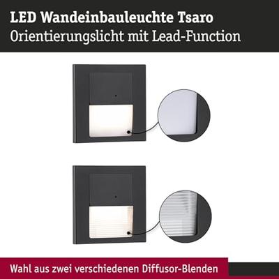 Paulmann 80004 Tsaro eckig 80x36mm 1W 80lm 230V 2700K Wandinbouwarmatuur LED 1 W Zwart (mat)