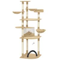 vidaXL Kattenkrabpaal met sisal krabpalen 190 cm beige - thumbnail