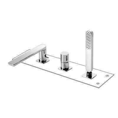 Douchekraan Tres Loft | Opbouw | Mengkraan | 1-weg | hoh 15 cm | 1-knop | Rond | Chroom - thumbnail