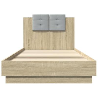 Bedframe met hoofdbord en LED sonoma eikenkleurig 100x200 cm