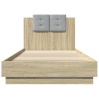 Bedframe met hoofdbord en LED sonoma eikenkleurig 100x200 cm - thumbnail