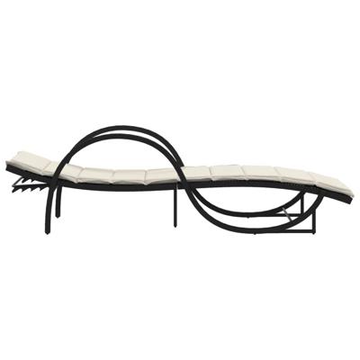Ligbedden 2 st met kussens poly rattan zwart - thumbnail