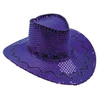 Hoed Cowboy Sequin Paars - thumbnail