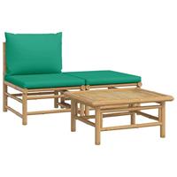 3-delige Loungeset met kussens bamboe groen - thumbnail