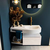 MONDIAZ RIVA 100cm badmeubel onderkast / planchet kleur Underlayment met 1 lade. Wastafel DULCET rechts 1 kraangat kleur Talc. - thumbnail