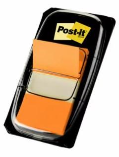 Post-it index standaard, ft 24,4 x 43,2 mm, houder met 50 tabs, oranje