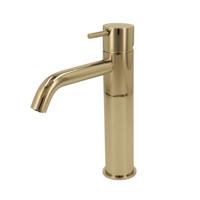 Wastafelmengkraan Hotbath Cobber 1-hendel Gebogen 21.6 cm Gepolijst Messing PVD - thumbnail