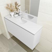 MONDIAZ OLAN 100cm toiletmeubel talc. LEX wastafel talc midden geen kraangat - thumbnail