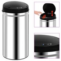 VidaXL Prullenbak met automatische sensor 50 l roestvrij staal - thumbnail