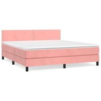 Boxspring met matras fluweel roze 160x200 cm - thumbnail