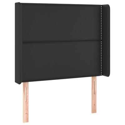 Hoofdbord met randen 163x16x78/88 cm kunstleer zwart - thumbnail