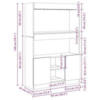 Hoge kast 92x33x140 cm bewerkt hout gerookt eikenkleurig - thumbnail