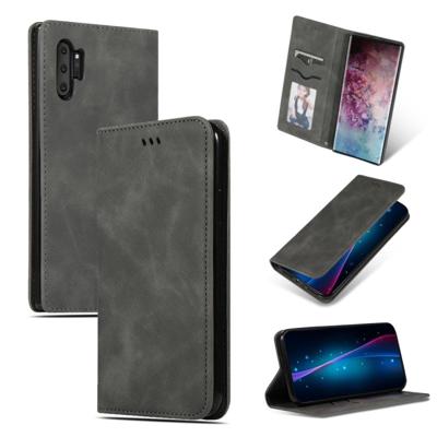 Retro huid voelen Business magnetische horizontale Flip lederen case voor Galaxy Note 10 Pro (donkergrijs)