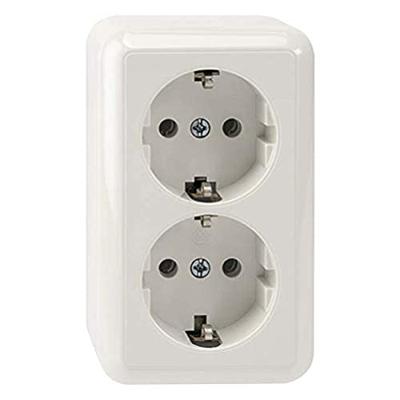 Merten MEG2421-8719 Wandcontactdoos met randaarde Compleet 2-voudig Polair-wit 1 stuk(s)