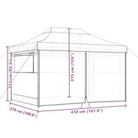 Partytent inklapbaar pop-up met 4 zijwanden bordeauxrood - thumbnail
